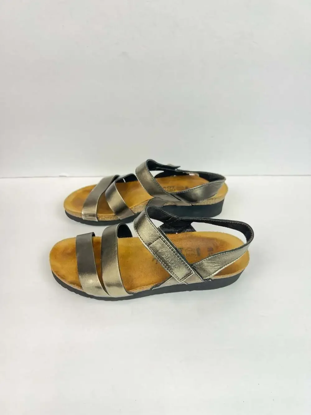 Naot Kayla Metallic Bronze Leather Wedge Sandals US 7 Euro 38